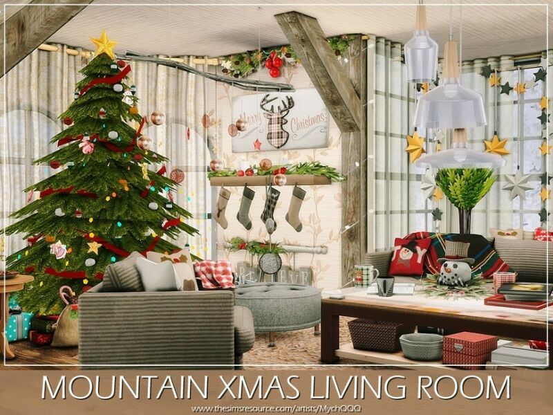 Mountain Xmas Living Room By Mychqqq 4 sims 4 cc mountain xmas living room by mychqqq 5