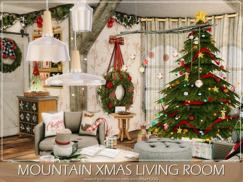 Mountain Xmas Living Room By Mychqqq 2 sims 4 cc mountain xmas living room by mychqqq 7