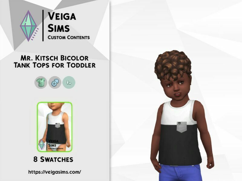 MR. Kitsch – Bicolor Tank Tops With Pocket For Toddler 1 MR. Kitsch – Bicolor Tank Tops With Pocket For Toddler Sims 4 CC