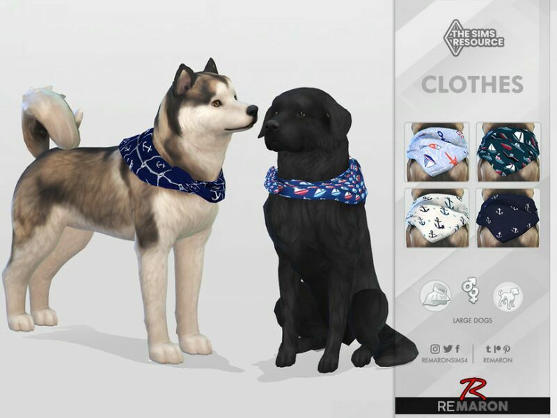 Navy Bandana 01 For Large Dogs By Remaron 1 Navy Bandana 01 For Large Dogs By Remaron Sims 4 CC