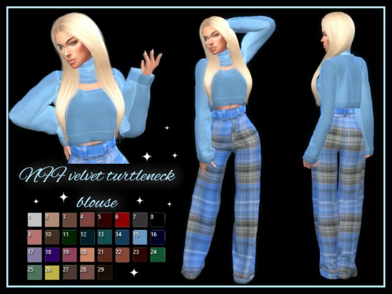 NFF Velvet Turtleneck Blouse By Nadiafabulousflow 1 NFF Velvet Turtleneck Blouse By Nadiafabulousflow Sims 4 CC