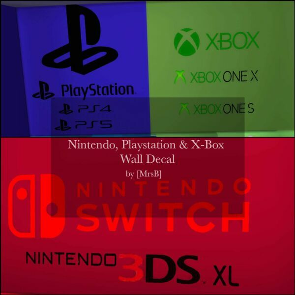 Nintendo, Playstation And X-Box Wall Decal | CC By Mrsbarbiex3 1 Nintendo, Playstation And X-Box Wall Decal | CC By Mrsbarbiex3 Sims 4 CC