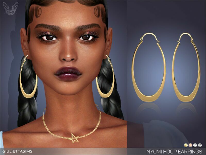 Nyomi Hoop Earrings By Feyona 1 Nyomi Hoop Earrings By Feyona Sims 4 CC
