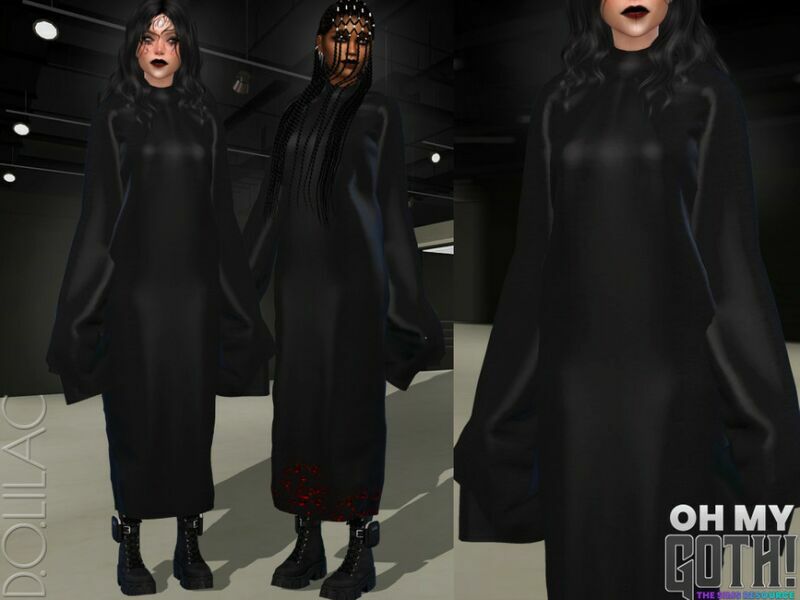OH MY Goth – Witch Dress DO06 1 OH MY Goth – Witch Dress DO06 Sims 4 CC