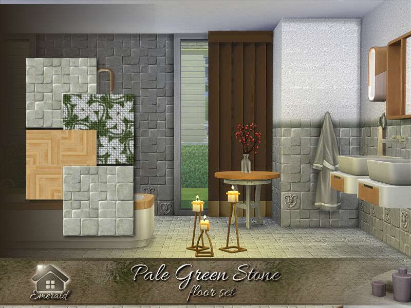 Pale Green Stone-Flrs By Emerald 1 Pale Green Stone-Flrs By Emerald Sims 4 CC