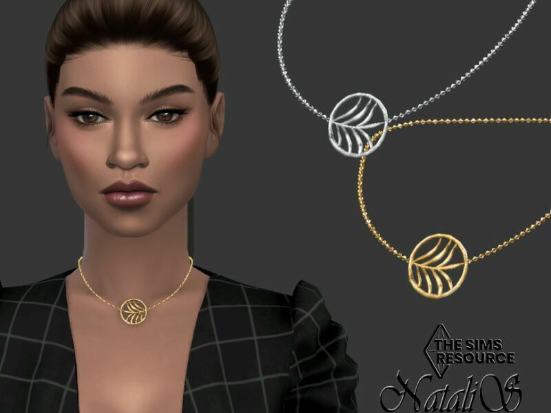 Palm Leaf Short Necklace By Natalis 1 Palm Leaf Short Necklace By Natalis Sims 4 CC