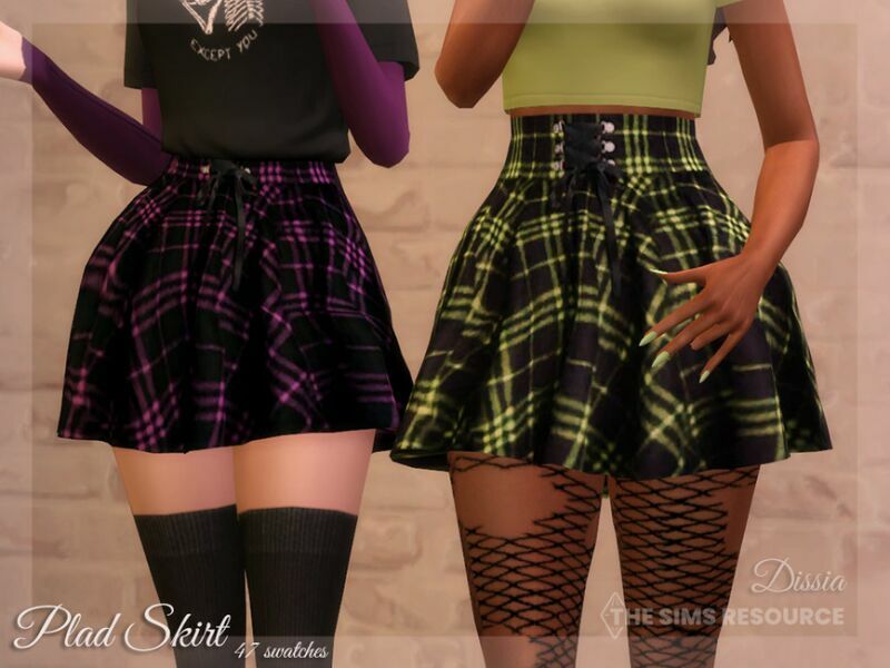 Plad Skirt By Dissia 1 Plad Skirt By Dissia Sims 4 CC
