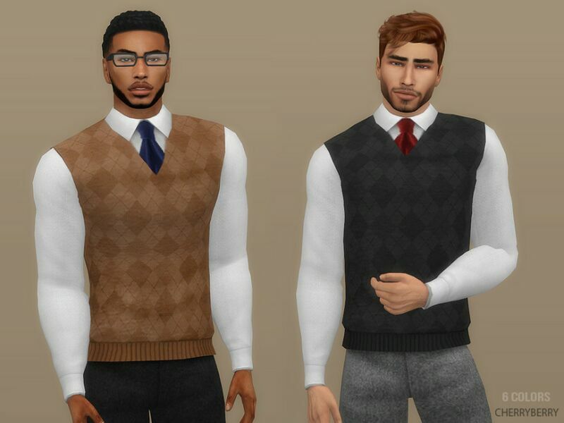 Professor Shirt With A Vest By Cherryberrysim 1 Professor Shirt With A Vest By Cherryberrysim Sims 4 CC