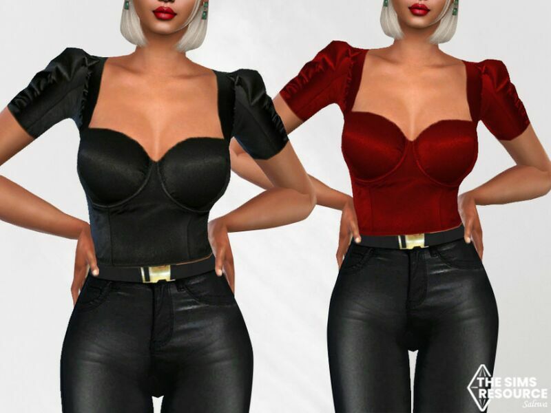 Puff Sleeve Sateen Bustiers By Saliwa 1 Puff Sleeve Sateen Bustiers By Saliwa Sims 4 CC