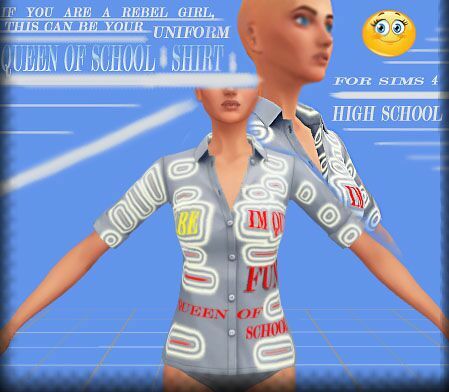Queen School Shirt By Rubicitaaya 2 sims 4 cc queen school shirt by rubicitaaya 3