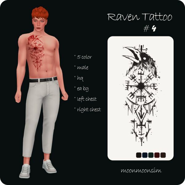 Raven Tattoo 4 By Moonmoonsim 1 Raven Tattoo 4 By Moonmoonsim Sims 4 CC