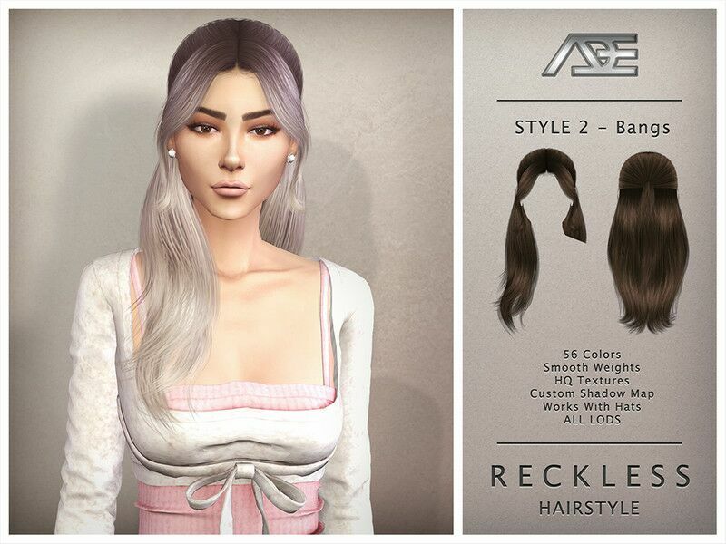 ‘Reckless – Style 2 With Bangs (Hairstyle) / Female’ 1 ‘Reckless – Style 2 With Bangs (Hairstyle) / Female’ Sims 4 CC