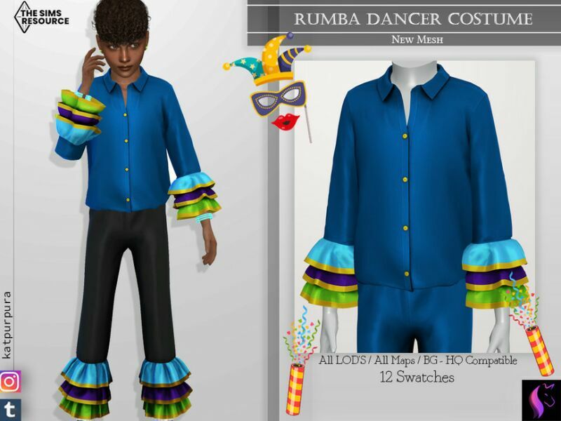 Rumba Dancer Costume TOP- Male By Katpurpura 1 Rumba Dancer Costume TOP- Male By Katpurpura Sims 4 CC