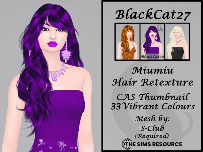 S-Club Miumiu Hair Retexture (Mesh Needed) By Blackcat27 1 S-Club Miumiu Hair Retexture (Mesh Needed) By Blackcat27 Sims 4 CC