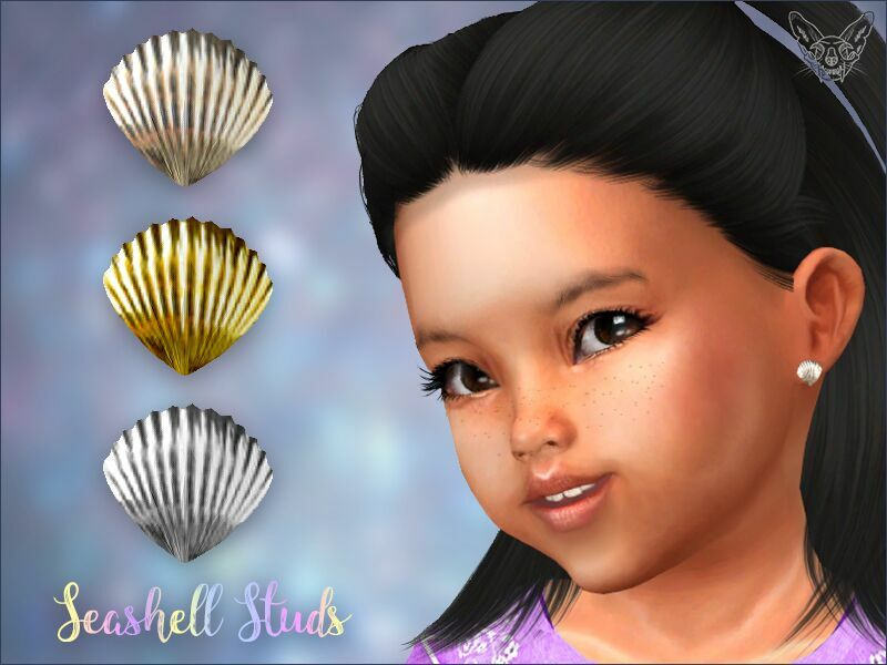 Seashell Stud Earrings For Toddlers By Giulietta 1 Seashell Stud Earrings For Toddlers By Giulietta Sims 4 CC