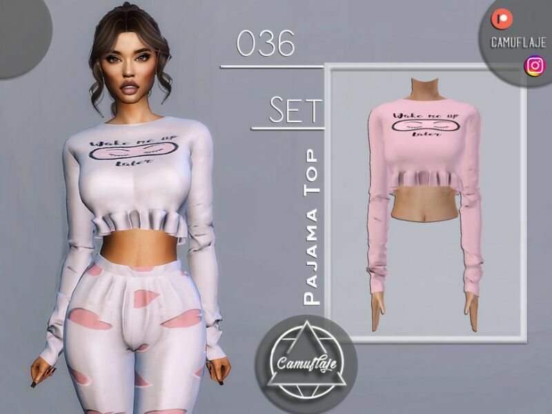 SET 036 – Pajama TOP By Camuflaje 1 SET 036 – Pajama TOP By Camuflaje Sims 4 CC