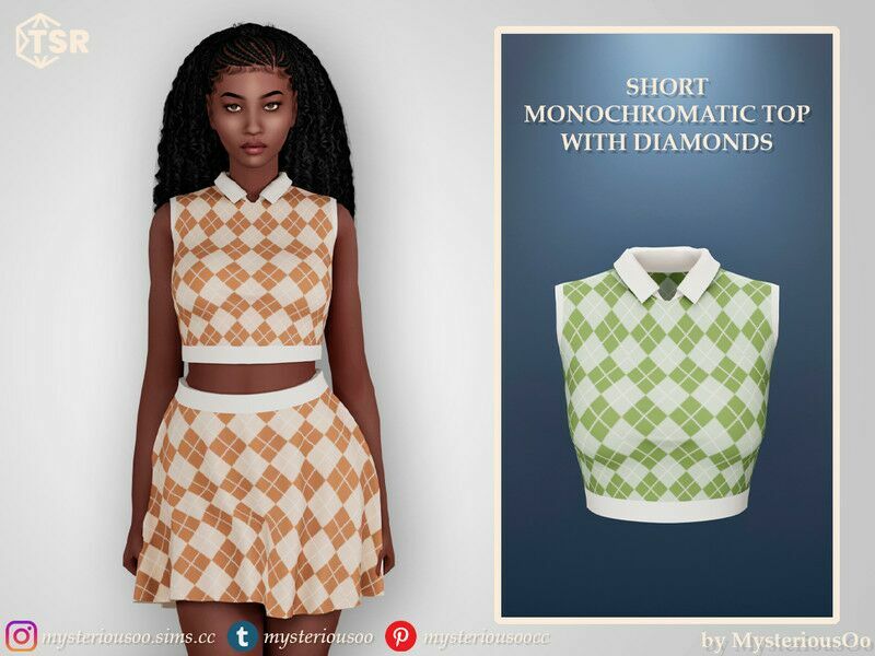 / Short Monochromatic TOP With Diamonds 1 / Short Monochromatic TOP With Diamonds Sims 4 CC