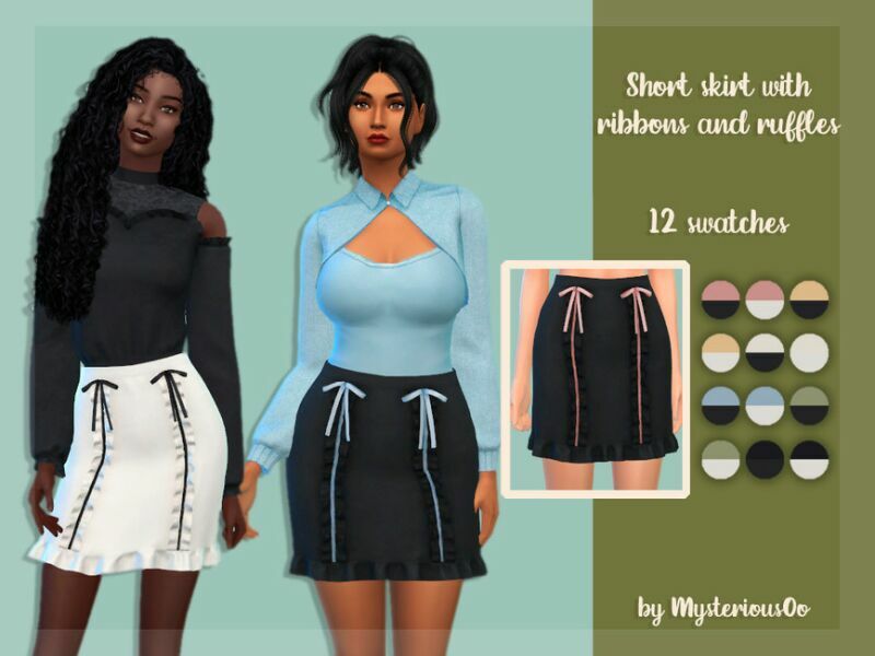 Short Skirt With Ribbons And Ruffles By Mysteriousoo 1 Short Skirt With Ribbons And Ruffles By Mysteriousoo Sims 4 CC