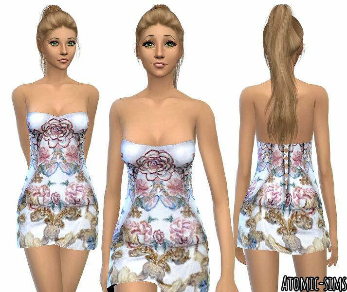 Simchic Brocade Mini Dress Conversion By Atomic-Sims 1 Simchic Brocade Mini Dress Conversion By Atomic-Sims Sims 4 CC