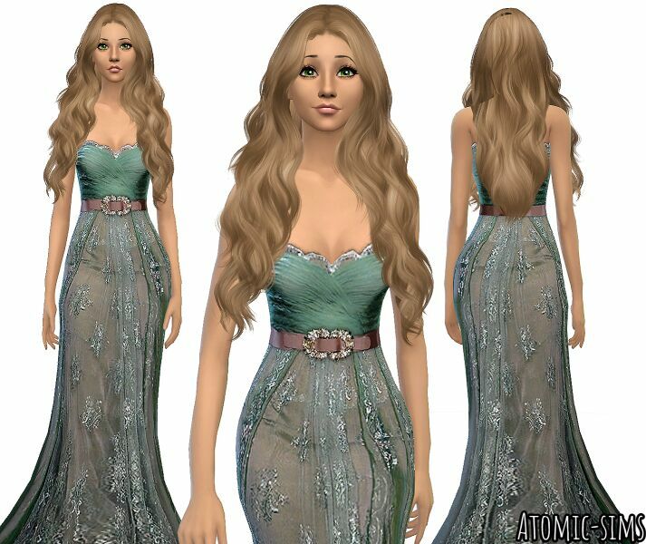 Simchic Green Lace Gown Conversion By Atomic-Sims 1 Simchic Green Lace Gown Conversion By Atomic-Sims Sims 4 CC