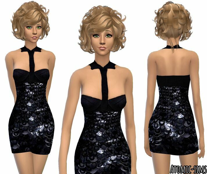 Simchic Versace Black Sequin Mini Dress Conversion By Atomic-Sims 1 Simchic Versace Black Sequin Mini Dress Conversion By Atomic-Sims Sims 4 CC
