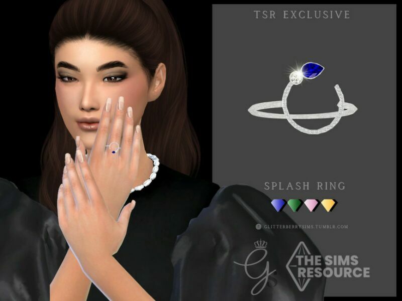 Splash Ring Middle Right Finger By Glitterberryfly 1 Splash Ring Middle Right Finger By Glitterberryfly Sims 4 CC