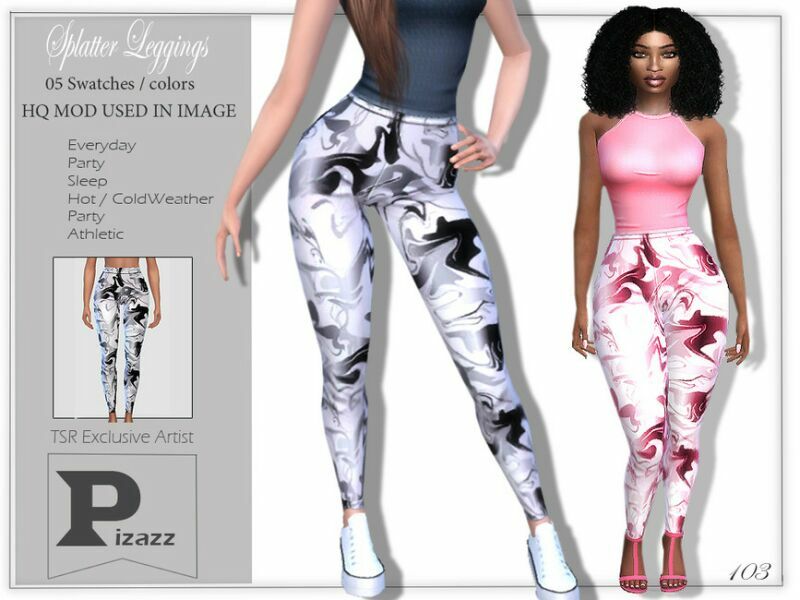 Splatter Leggings By Pizazz 1 Splatter Leggings By Pizazz Sims 4 CC