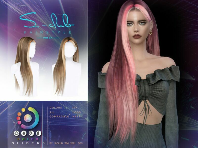 Straight Long Highlight Hair By S-Club 1 Straight Long Highlight Hair By S-Club Sims 4 CC