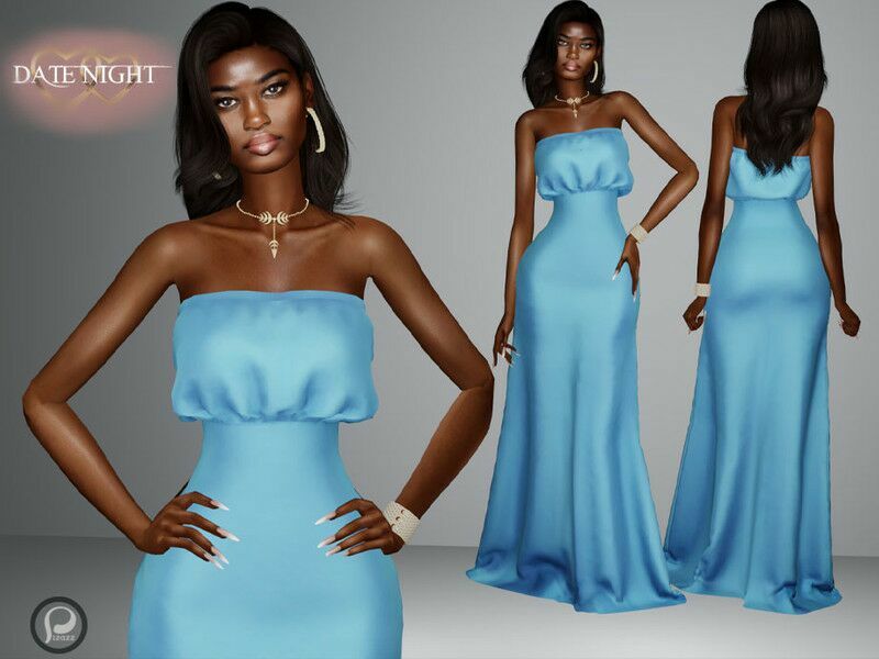 Strapless Silk Evening Dress 1 Strapless Silk Evening Dress Sims 4 CC