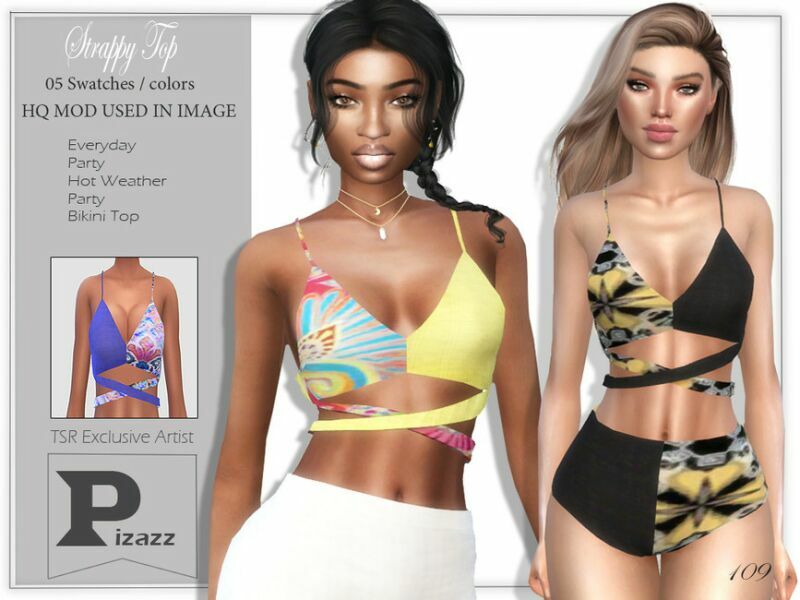 Strappy TOP By Pizazz 1 Strappy TOP By Pizazz Sims 4 CC