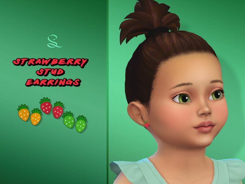 Strawberry Stud Earrings For Toddlers By Simlasya 1 Strawberry Stud Earrings For Toddlers By Simlasya Sims 4 CC
