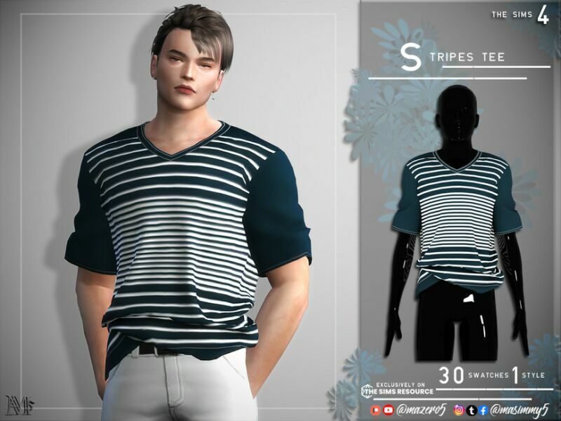 Stripes TEE By Mazero5 1 Stripes TEE By Mazero5 Sims 4 CC