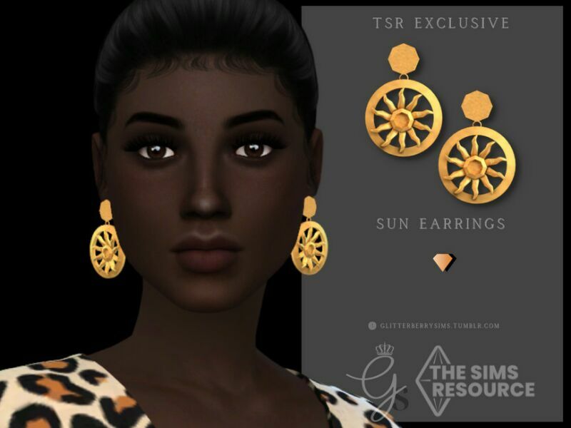 SUN Earrings By Glitterberryfly 1 SUN Earrings By Glitterberryfly Sims 4 CC