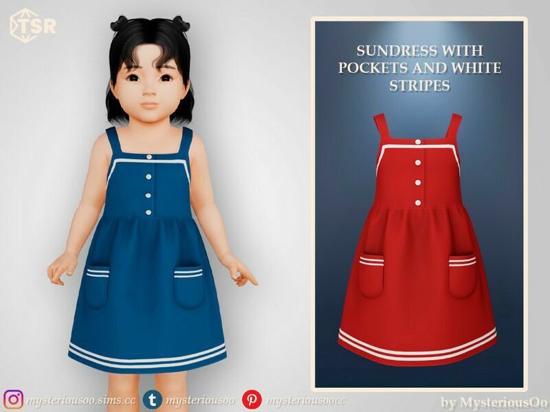 Sundress With Pockets And White Stripes / Toddler 1 Sundress With Pockets And White Stripes / Toddler Sims 4 CC