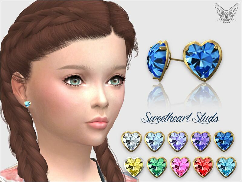 Sweetheart Stud Earrings For Kids By Giulietta 1 Sweetheart Stud Earrings For Kids By Giulietta Sims 4 CC