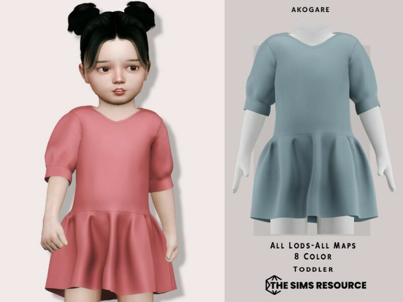 T-Dress NO.48 By _Akogare_ 1 T-Dress NO.48 By _Akogare_ Sims 4 CC