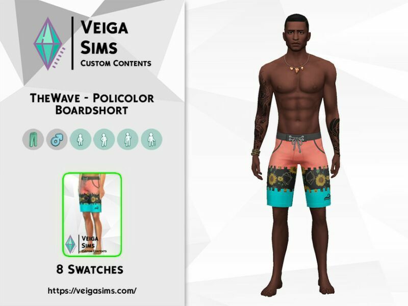 Thewave – Policolor Boardshort 1 Thewave – Policolor Boardshort Sims 4 CC