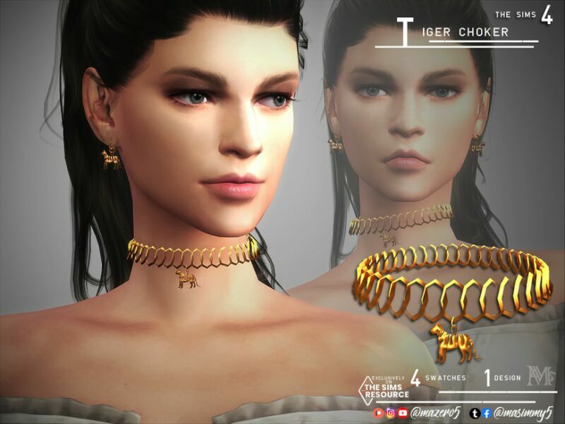 Tiger Choker By Mazero5 1 Tiger Choker By Mazero5 Sims 4 CC