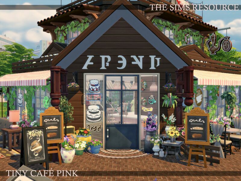 Tiny Cafe Pink | Nocc By Simzmora 4 sims 4 cc tiny cafe pink nocc by simzmora 4