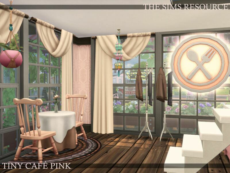 Tiny Cafe Pink | Nocc By Simzmora 5 sims 4 cc tiny cafe pink nocc by simzmora 5