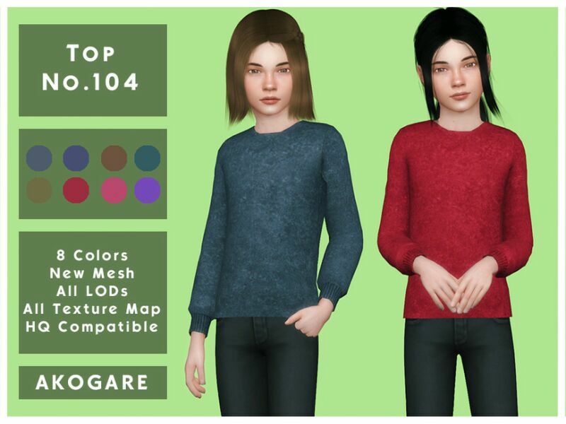 TOP NO.104 By _Akogare_ 1 TOP NO.104 By _Akogare_ Sims 4 CC