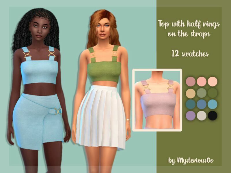 TOP With Half Rings ON The Straps By Mysteriousoo 1 TOP With Half Rings ON The Straps By Mysteriousoo Sims 4 CC