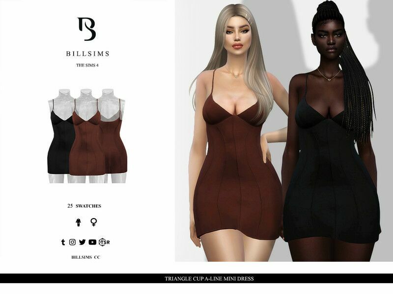 Triangle CUP A-Line Mini Dress / Everyday 1 Triangle CUP A-Line Mini Dress / Everyday Sims 4 CC