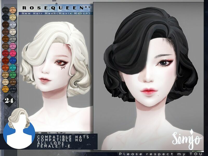 TS4 Female Hairstyle_Rosequeen(Maxis Match) By Kimsimjo 1 TS4 Female Hairstyle_Rosequeen(Maxis Match) By Kimsimjo Sims 4 CC