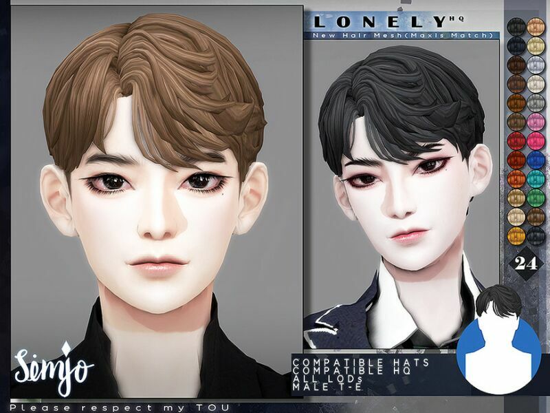 TS4 Male Hairstyle_Lonely(Maxis Match) By Kimsimjo 1 TS4 Male Hairstyle_Lonely(Maxis Match) By Kimsimjo Sims 4 CC