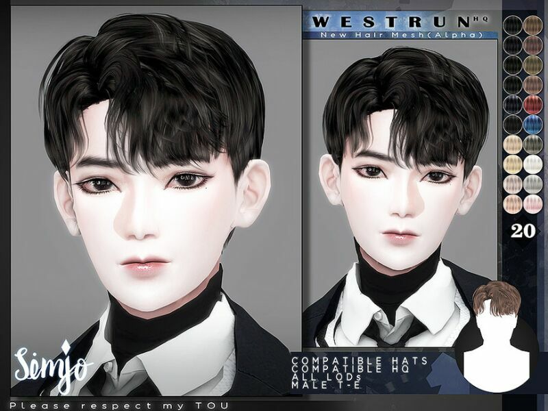TS4 Male Hairstyle_Westrun By Kimsimjo 1 TS4 Male Hairstyle_Westrun By Kimsimjo Sims 4 CC