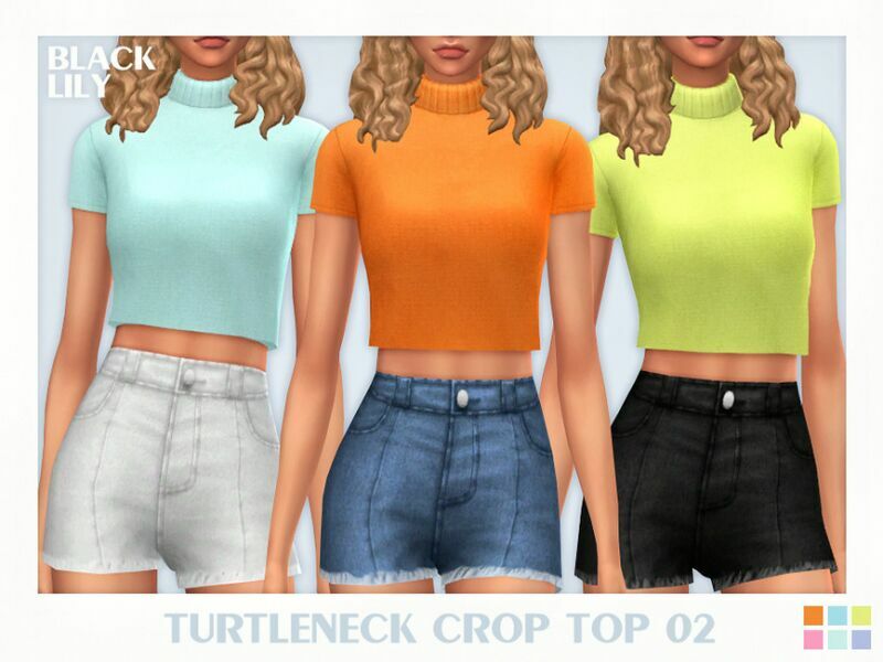 Turtleneck Crop TOP 02 1 Turtleneck Crop TOP 02 Sims 4 CC