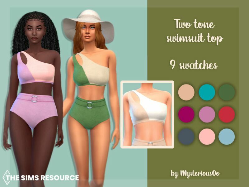TWO Tone Swimsuit TOP By Mysteriousoo 1 TWO Tone Swimsuit TOP By Mysteriousoo Sims 4 CC