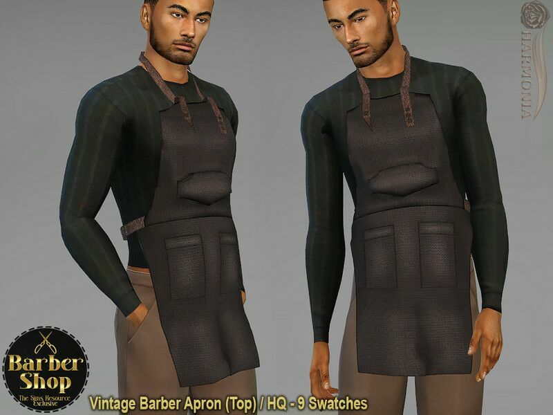 Vintage Barber Apron (TOP) By Harmonia 1 Vintage Barber Apron (TOP) By Harmonia Sims 4 CC