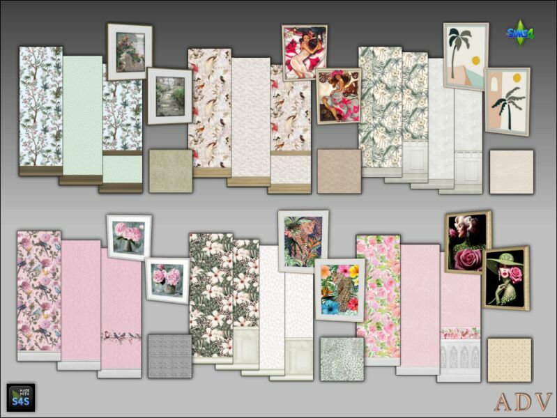Wall-Floor-Sets With Paintings 1 Wall-Floor-Sets With Paintings Sims 4 CC